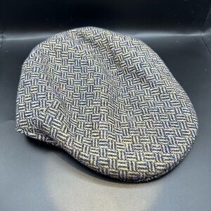 Borsalino Blue and Tan Herringbone Newsboy Cap